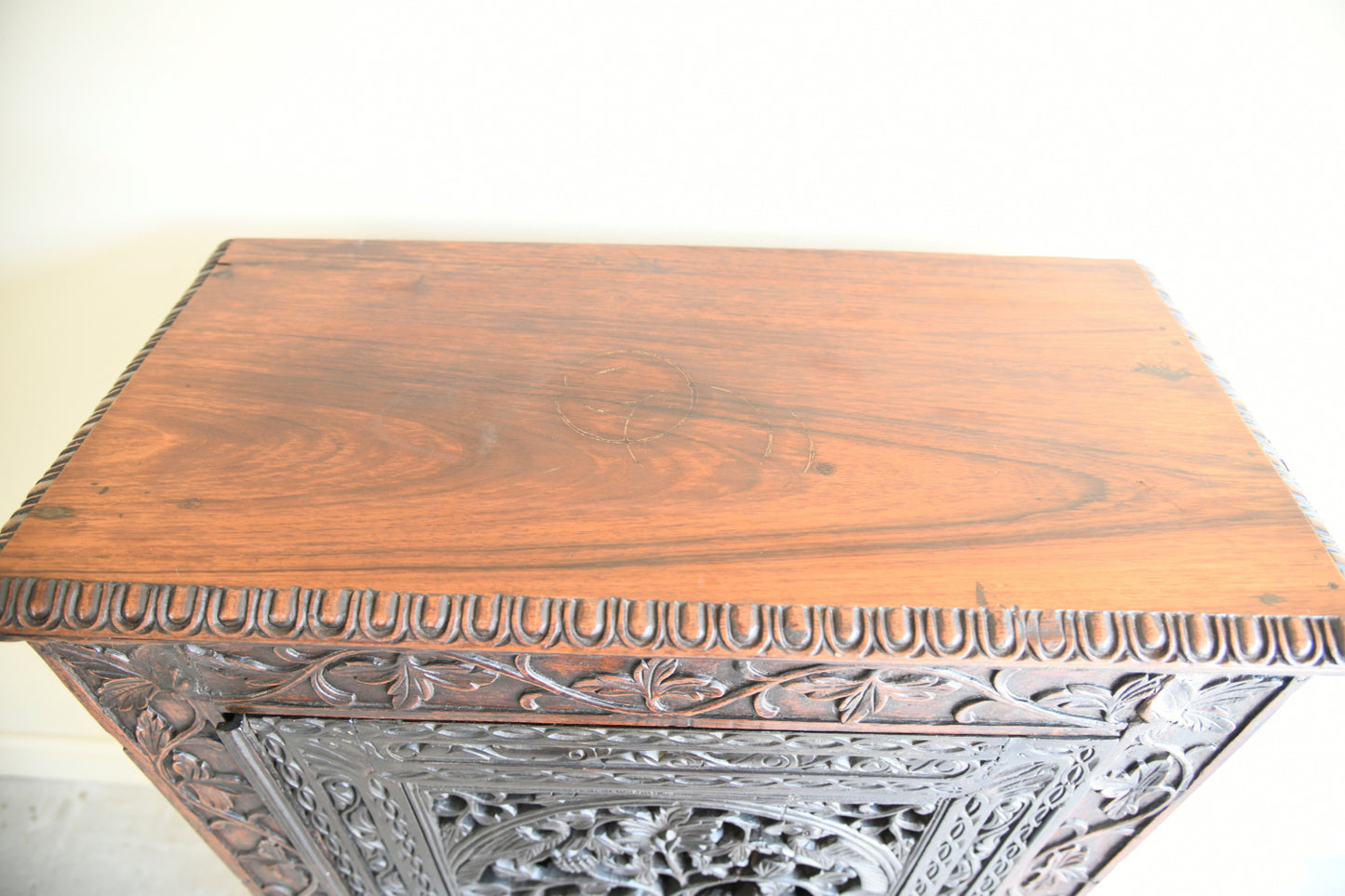 Indian Carved Rosewood Side Cabinet