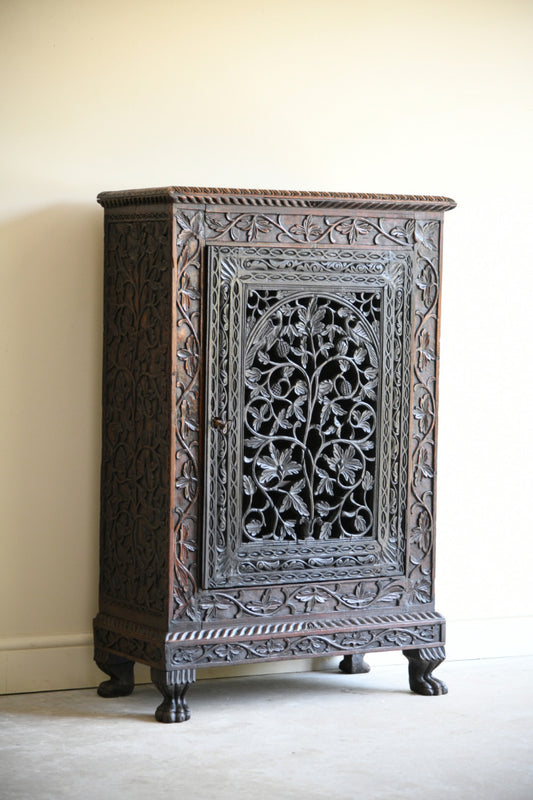 Indian Carved Rosewood Side Cabinet