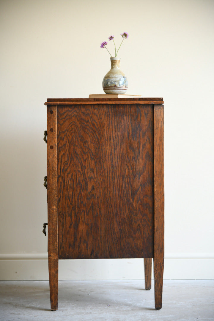 Antique Oak Bedside Chest of Three Drawers