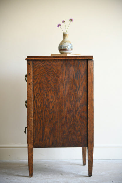 Antique Oak Bedside Chest of Three Drawers