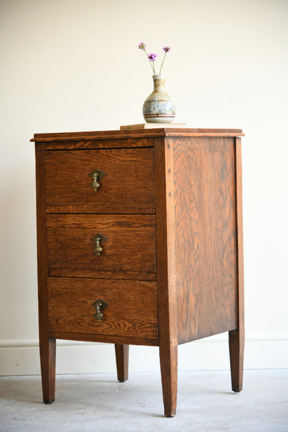 Antique Oak Bedside Chest of Three Drawers