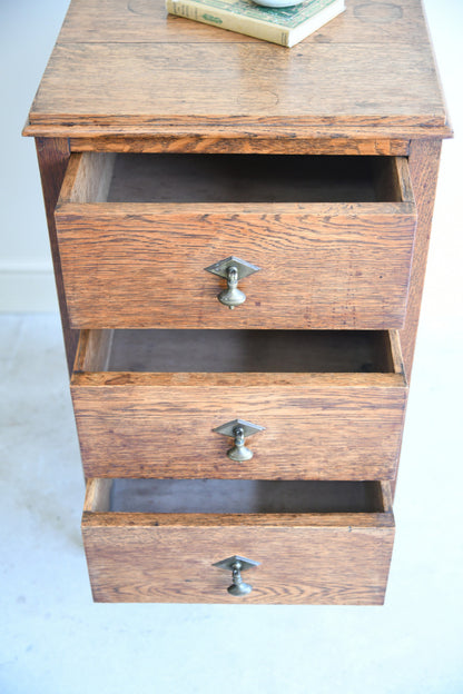 Antique Oak Bedside Chest of Three Drawers