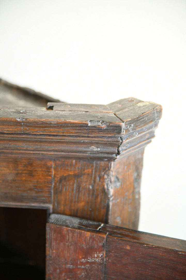 Georgian Oak Hanging Corner Cupboard with Fitted Drawers