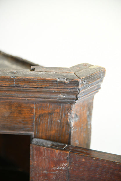 Georgian Oak Hanging Corner Cupboard with Fitted Drawers