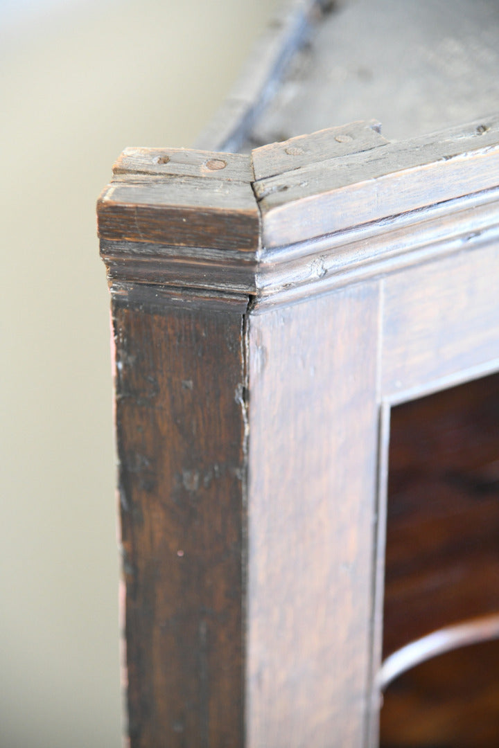 Georgian Oak Hanging Corner Cupboard with Fitted Drawers