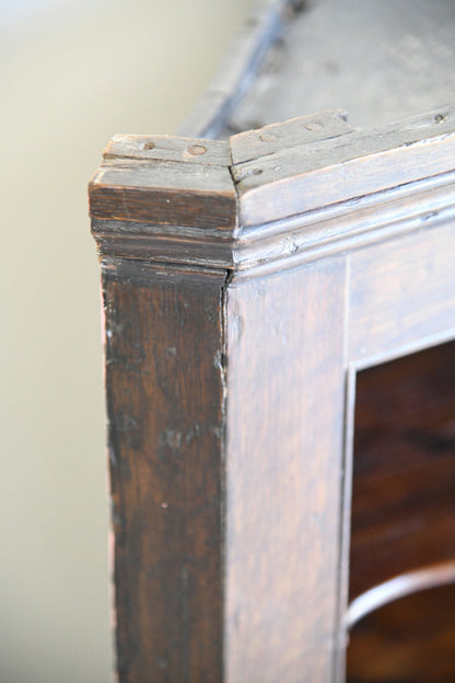 Georgian Oak Hanging Corner Cupboard with Fitted Drawers