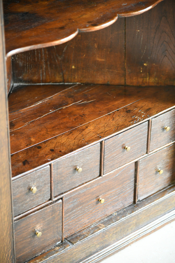 Georgian Oak Hanging Corner Cupboard with Fitted Drawers