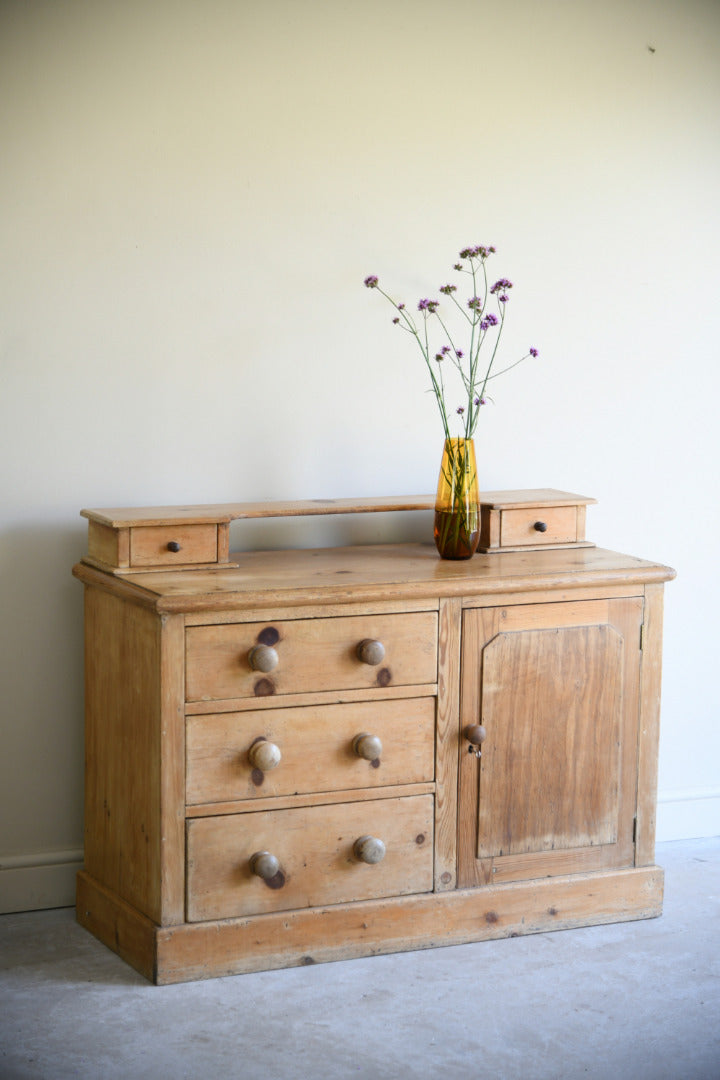 Victorian Stripped Pine Dresser Base with Gallery Back