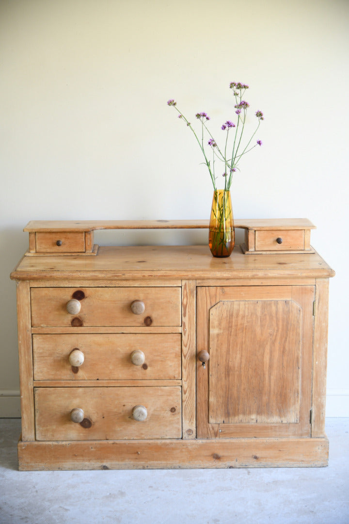 Victorian Stripped Pine Dresser Base with Gallery Back