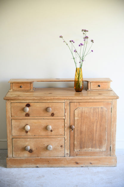 Victorian Stripped Pine Dresser Base with Gallery Back