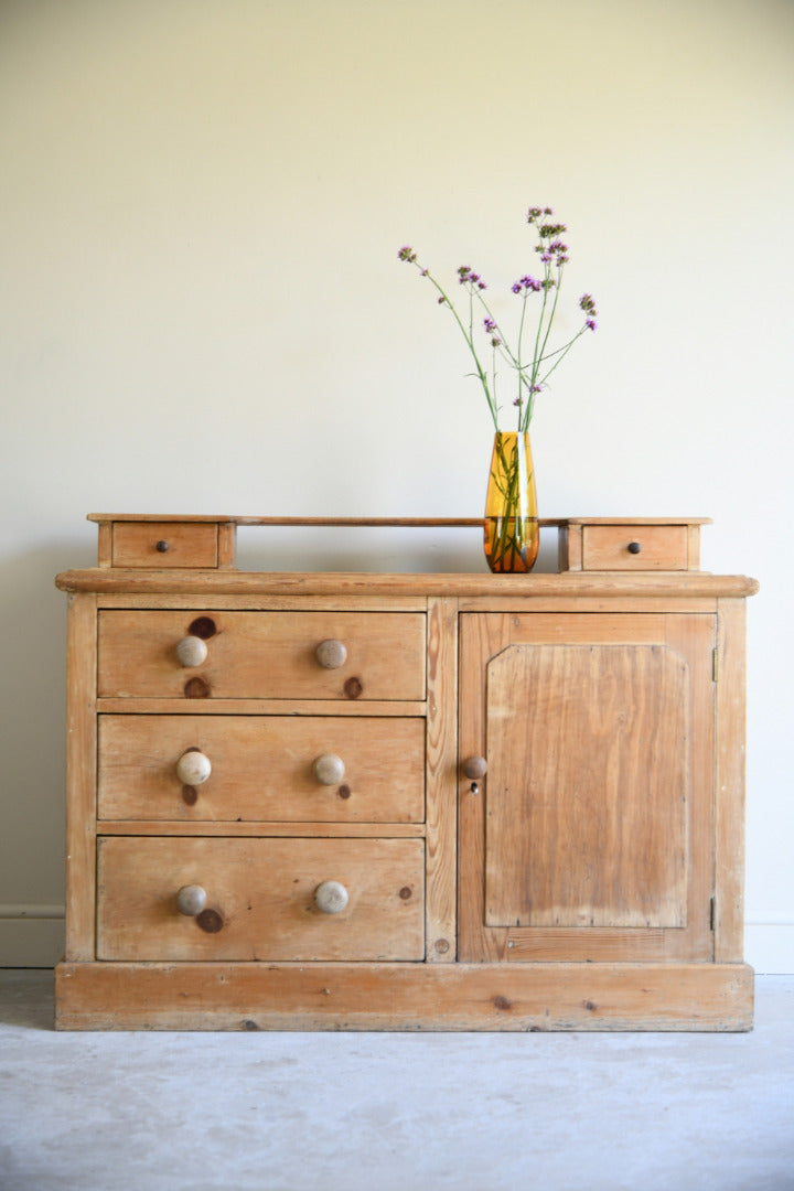 Victorian Stripped Pine Dresser Base with Gallery Back