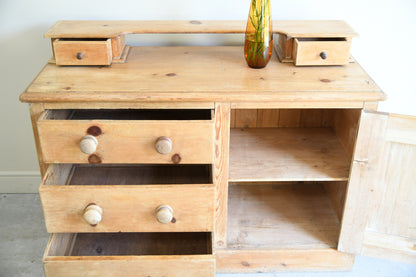 Victorian Stripped Pine Dresser Base with Gallery Back