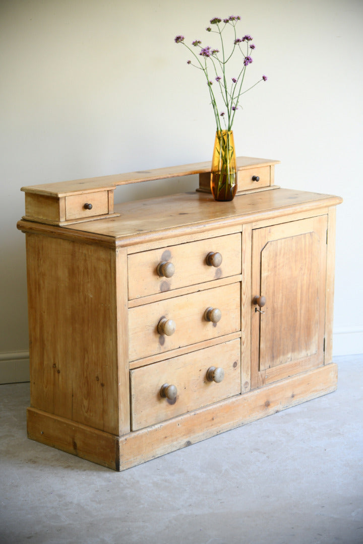 Victorian Stripped Pine Dresser Base with Gallery Back