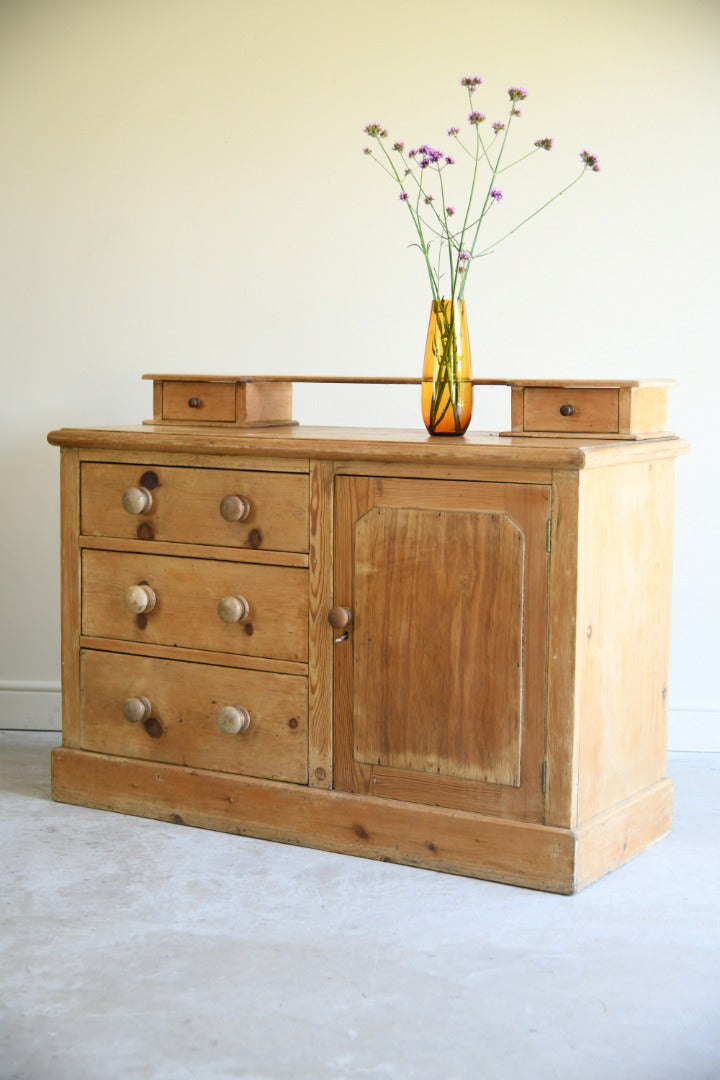 Victorian Stripped Pine Dresser Base with Gallery Back