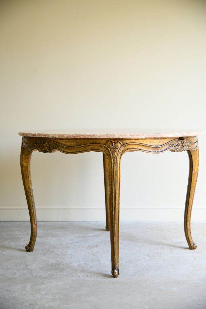 French Style Giltwood Marble Top Table