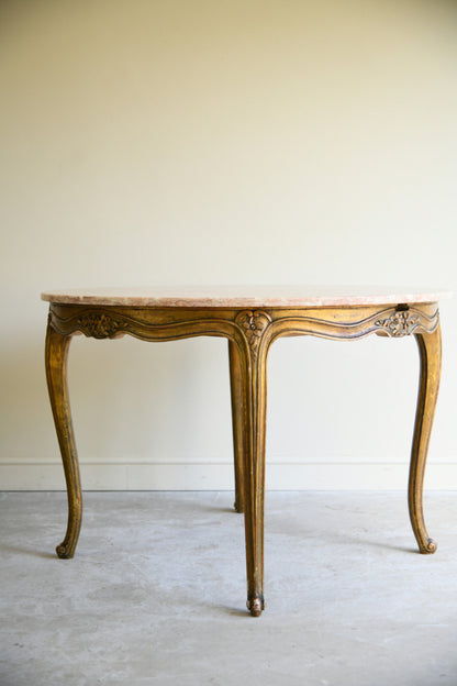 French Style Giltwood Marble Top Table