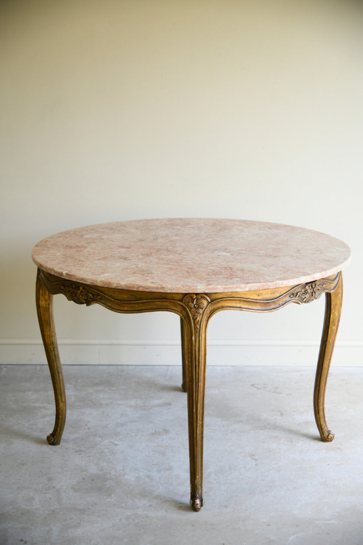 French Style Giltwood Marble Top Table