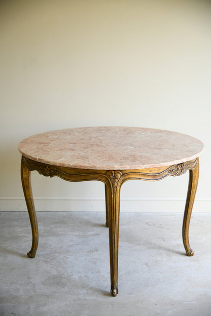 French Style Giltwood Marble Top Table