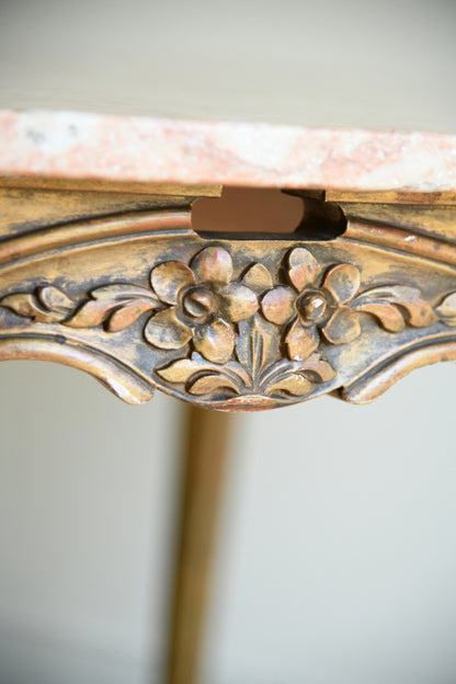 French Style Giltwood Marble Top Table