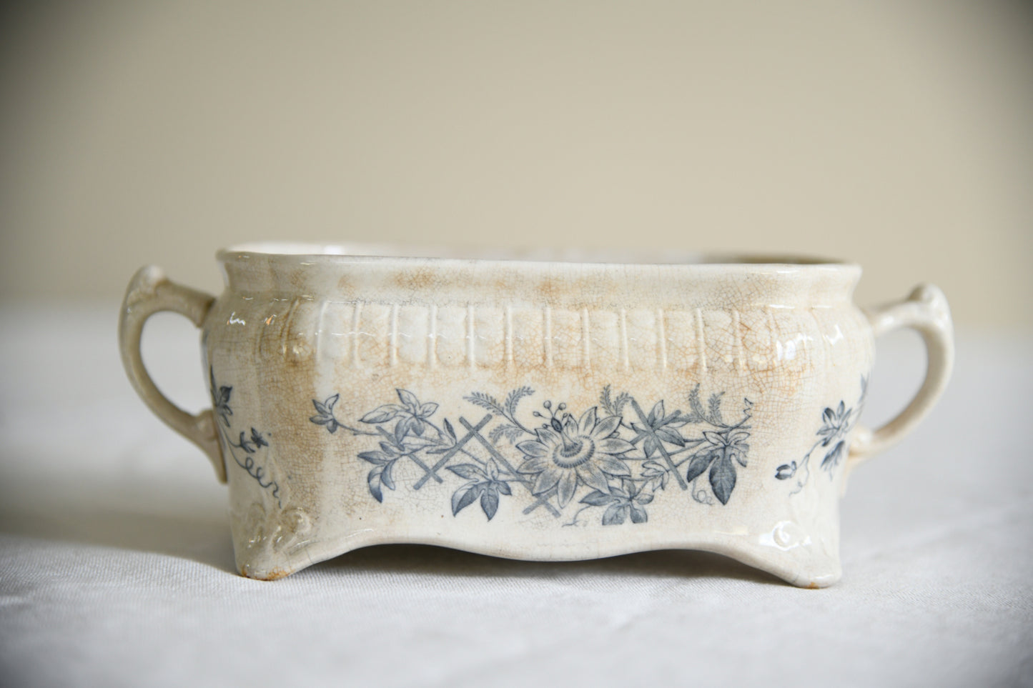 Victorian Ironstone Two Handled Footed Dish