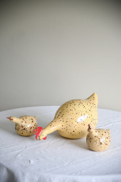 Longchamp France Faience Speckled Hen Family