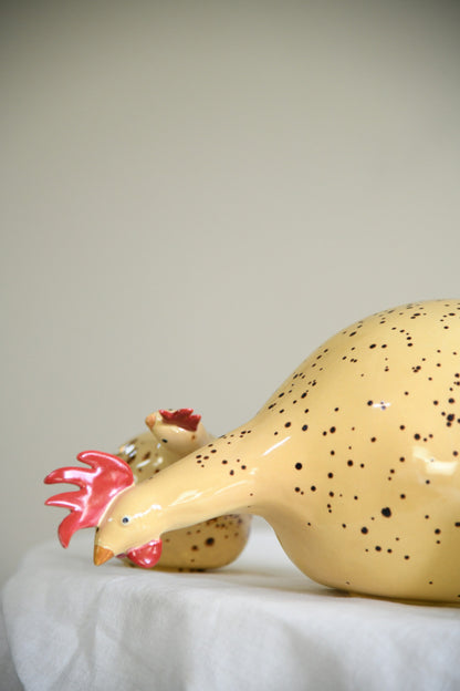 Longchamp France Faience Speckled Hen Family