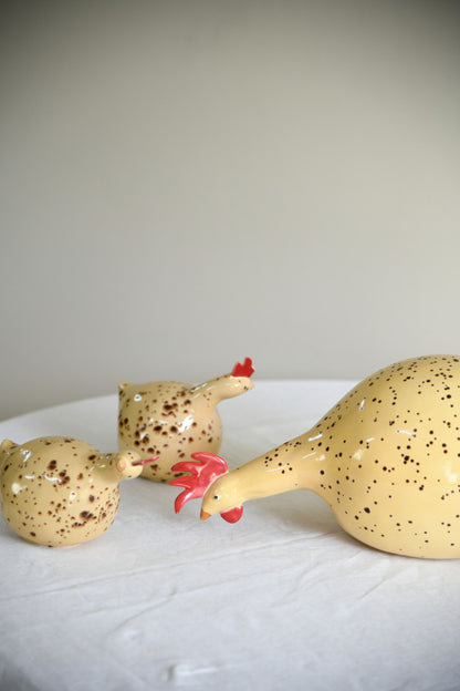 Longchamp France Faience Speckled Hen Family