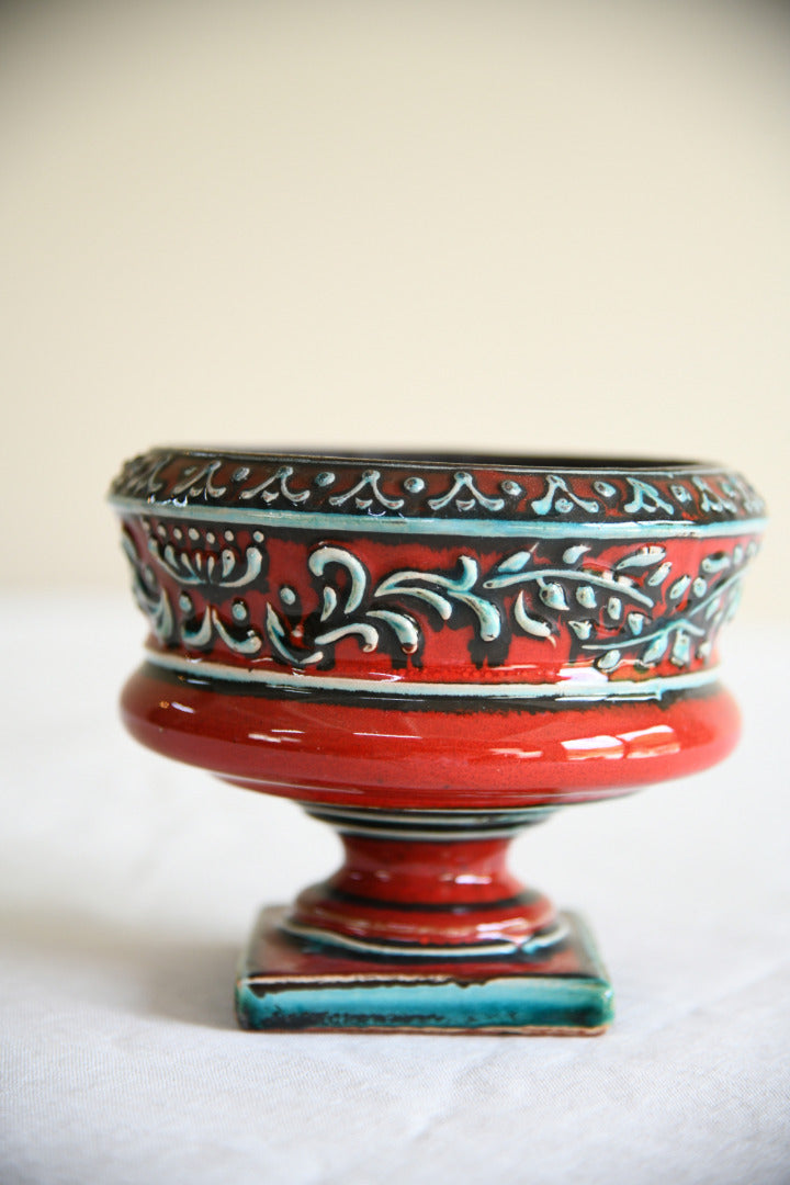 West German Decorative Footed Pottery Bowl