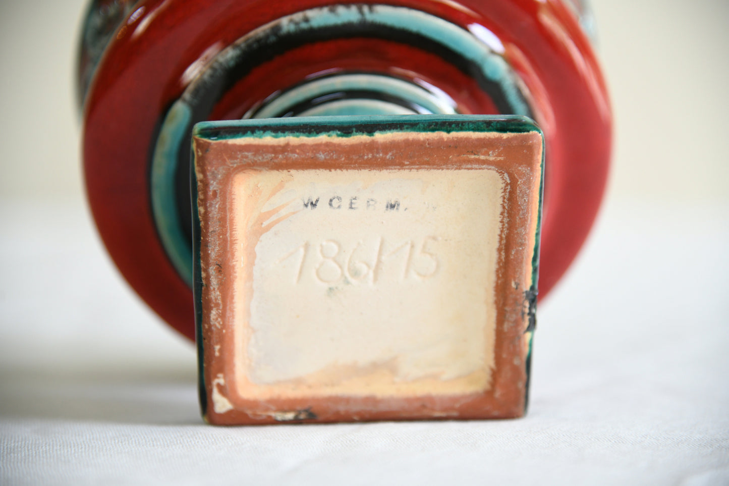 West German Decorative Footed Pottery Bowl