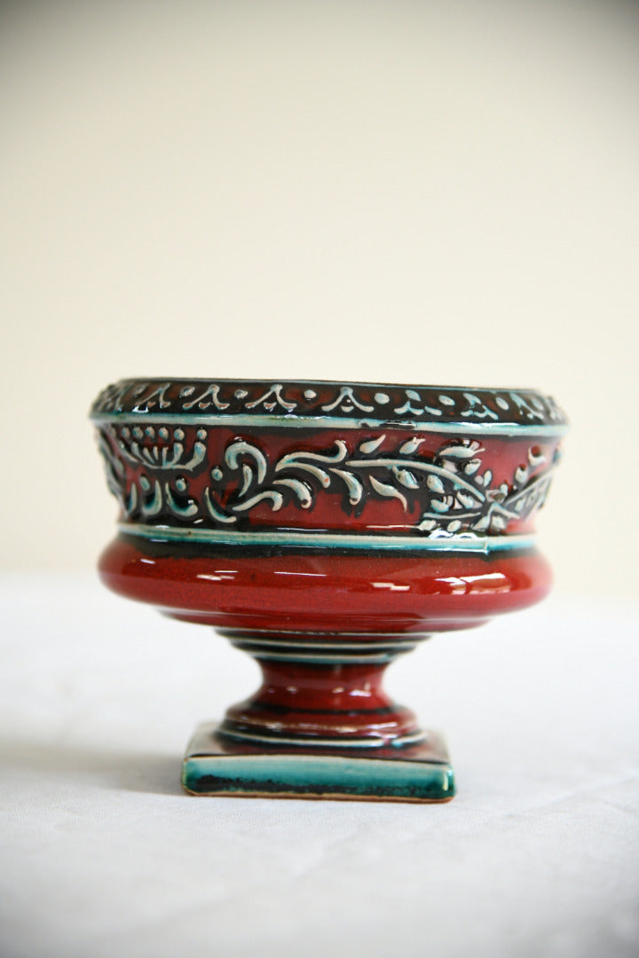 West German Decorative Footed Pottery Bowl