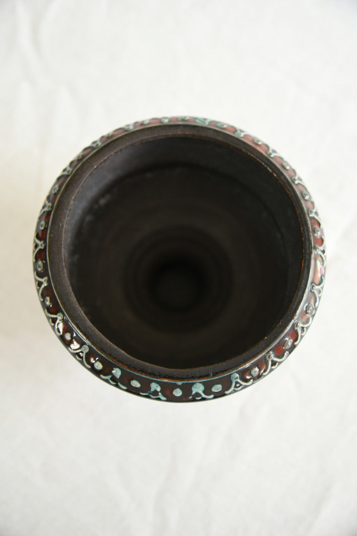 West German Decorative Footed Pottery Bowl