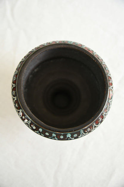 West German Decorative Footed Pottery Bowl