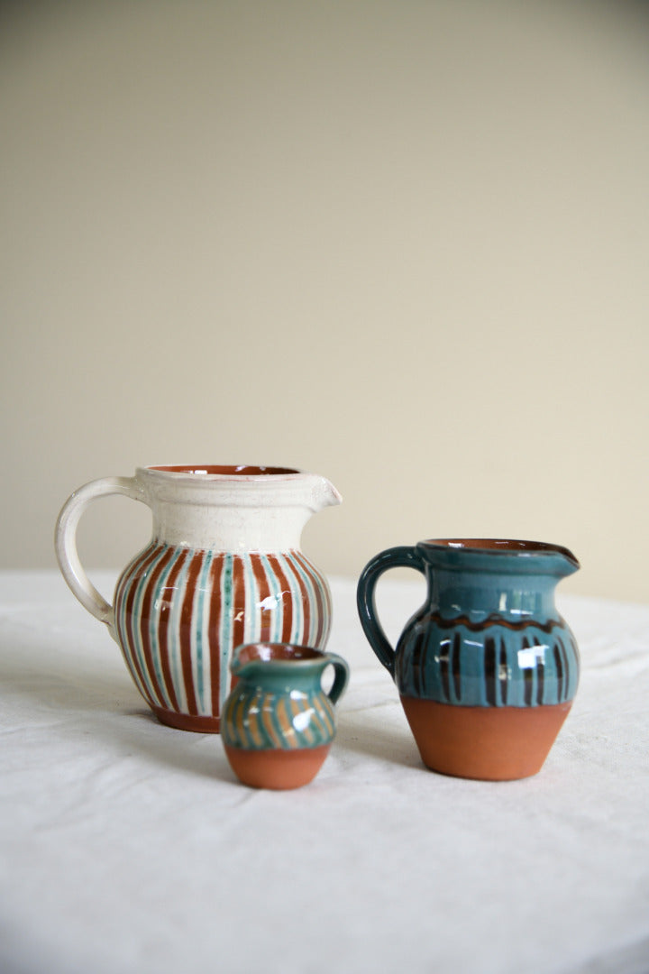 3 Striped Studio Pottery Jugs