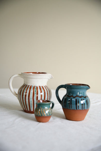 3 Striped Studio Pottery Jugs
