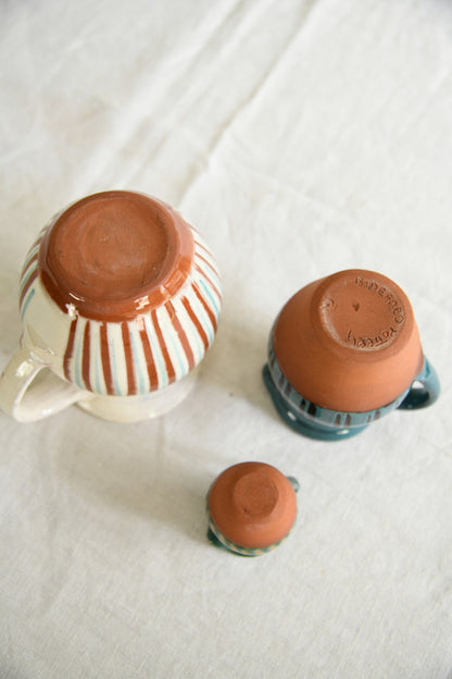 3 Striped Studio Pottery Jugs
