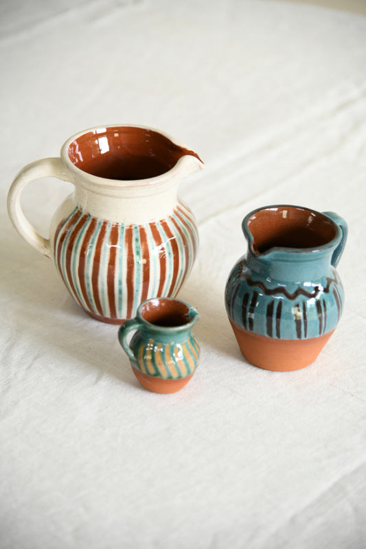3 Striped Studio Pottery Jugs