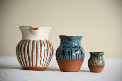 3 Striped Studio Pottery Jugs