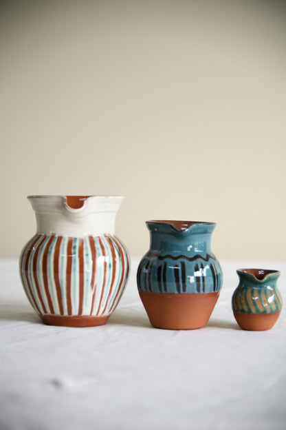 3 Striped Studio Pottery Jugs