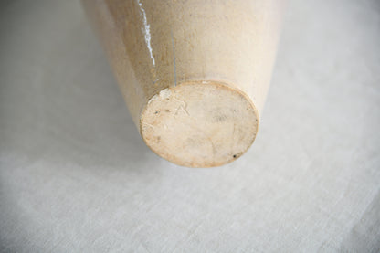 Studio Pottery Bottle Vase | Pale Glaze Yellow Rim