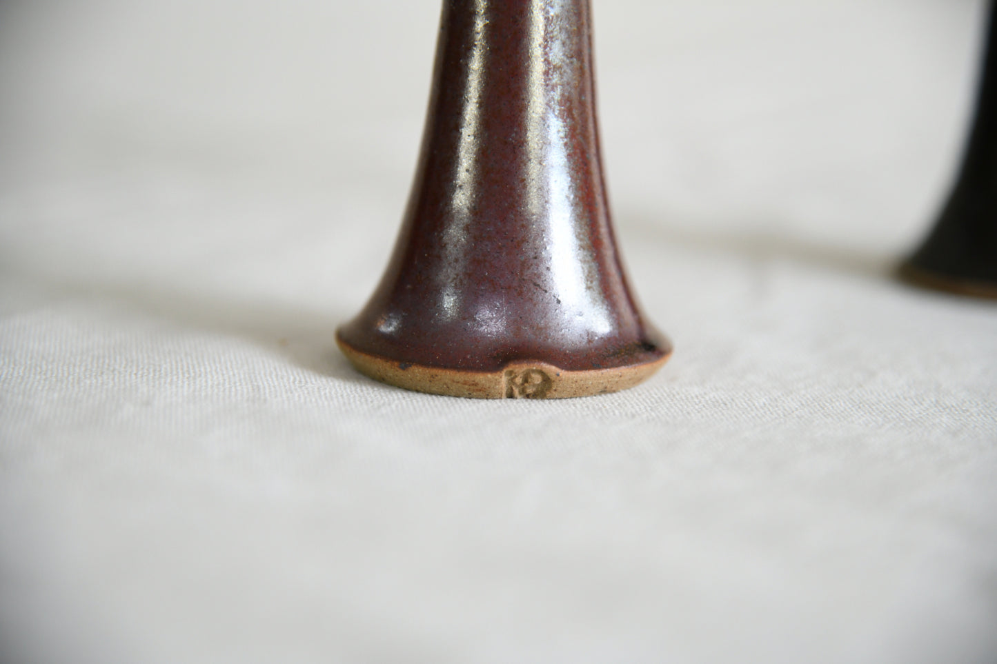 Pair of Stoneware Studio Pottery Candlesticks
