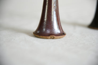 Pair of Stoneware Studio Pottery Candlesticks