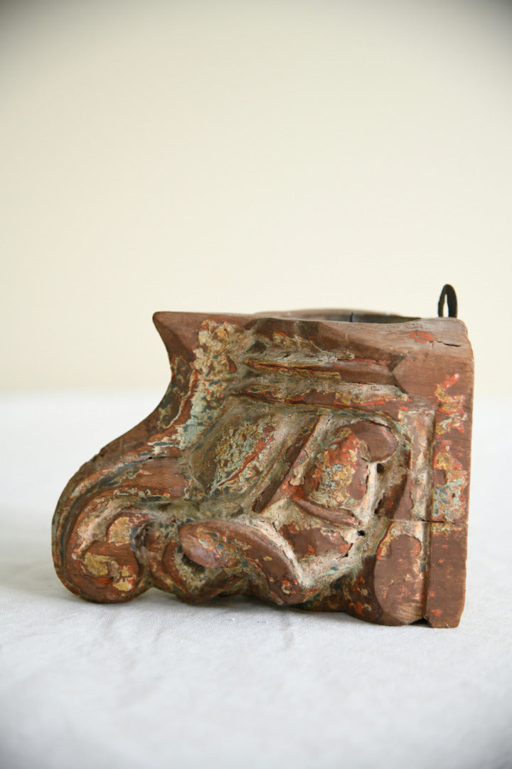 Antique Polychrome Candle Wall Sconce