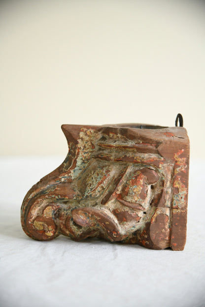 Antique Polychrome Candle Wall Sconce