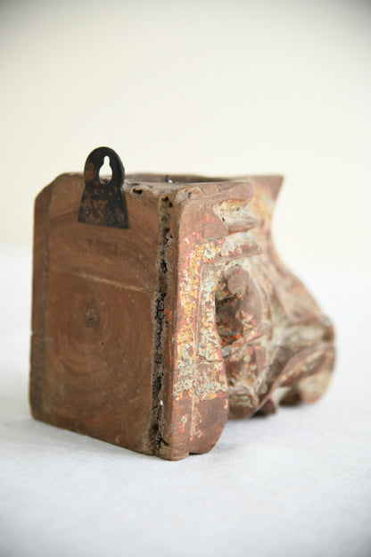 Antique Polychrome Candle Wall Sconce