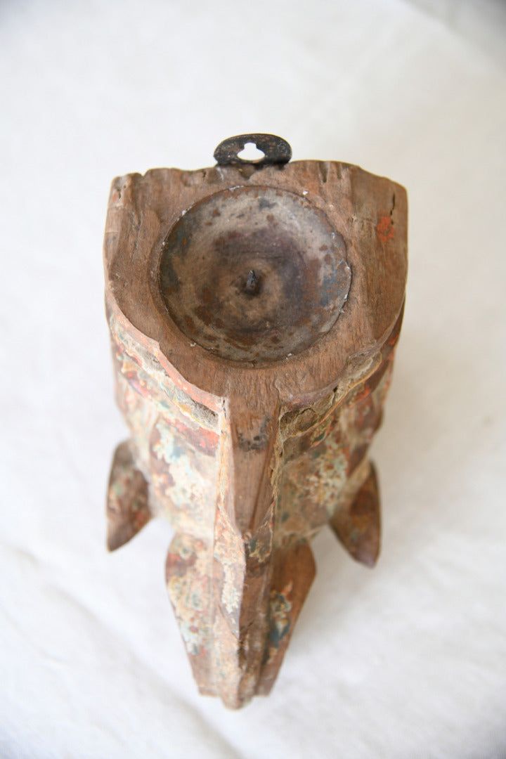 Antique Polychrome Candle Wall Sconce