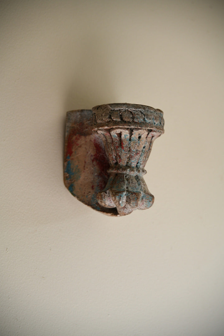 Antique Carved Wooden Candle Sconce