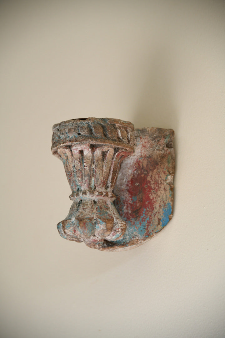 Antique Carved Wooden Candle Sconce