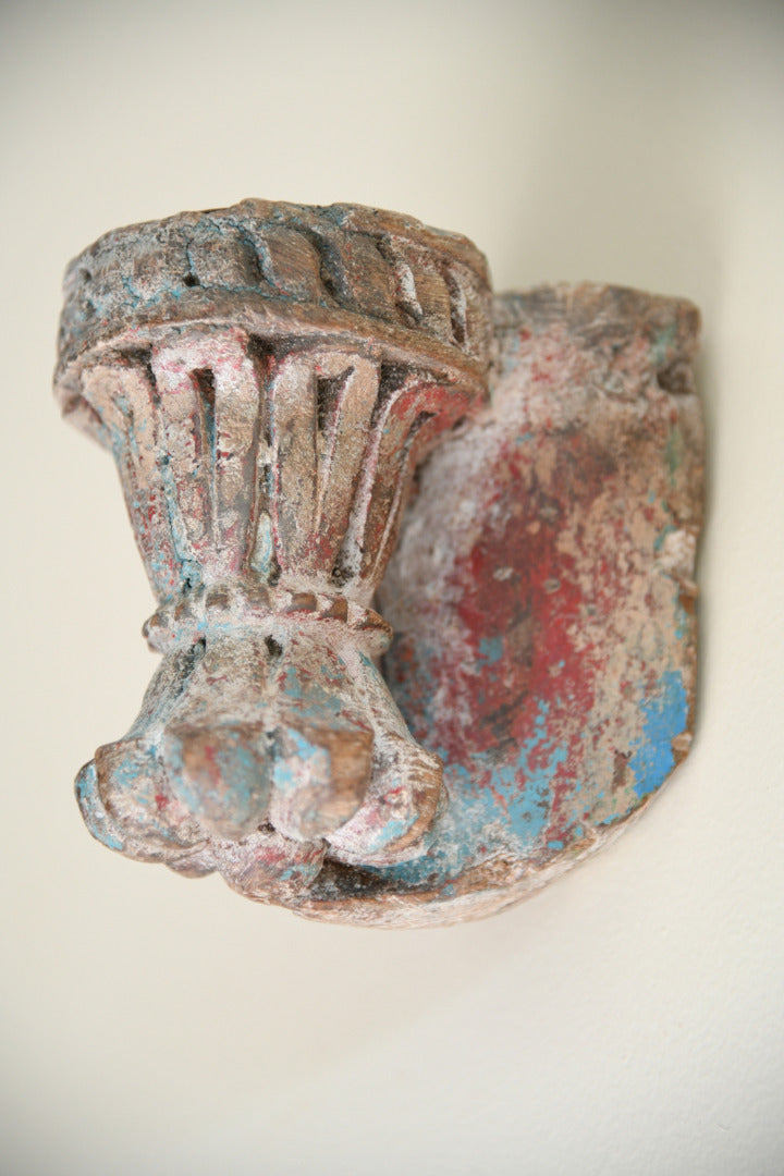 Antique Carved Wooden Candle Sconce