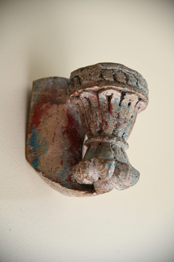 Antique Carved Wooden Candle Sconce