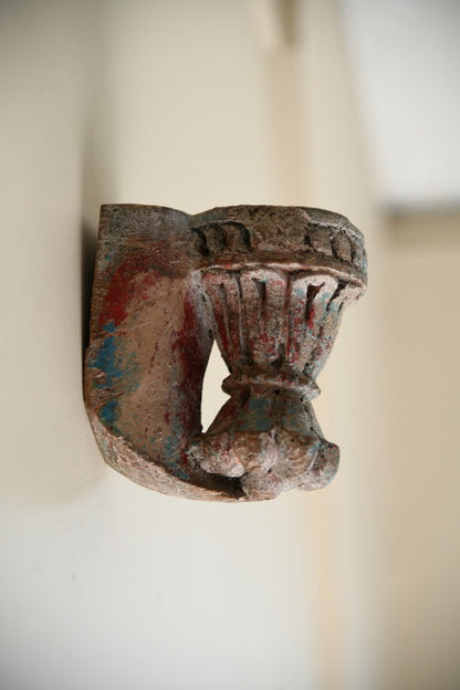 Antique Carved Wooden Candle Sconce